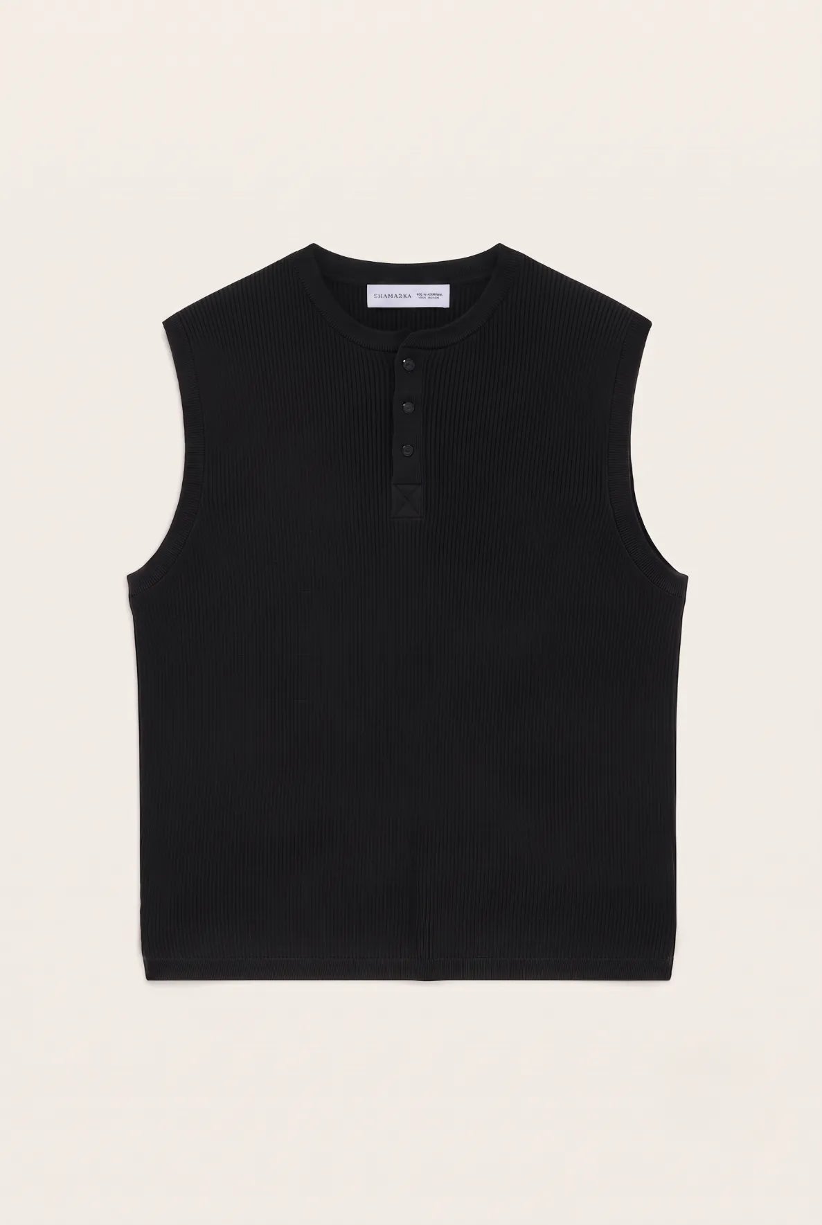 Ribbed Henley Tank Top
