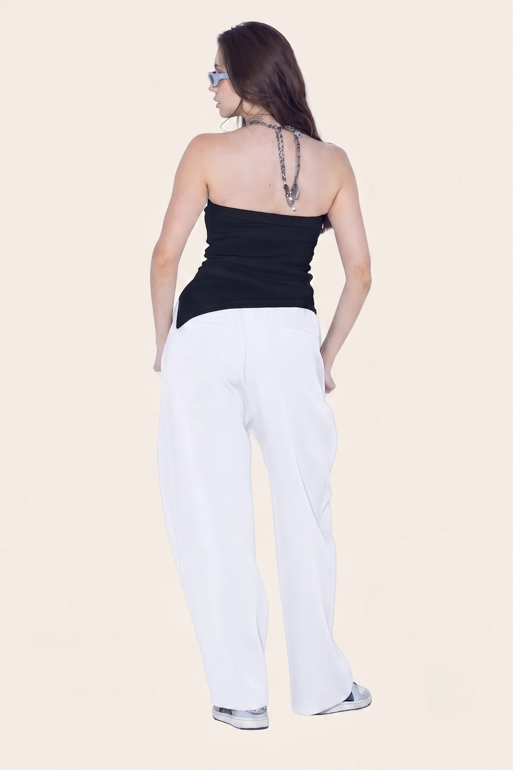 Asymmetrical Ribbed Tube Top.