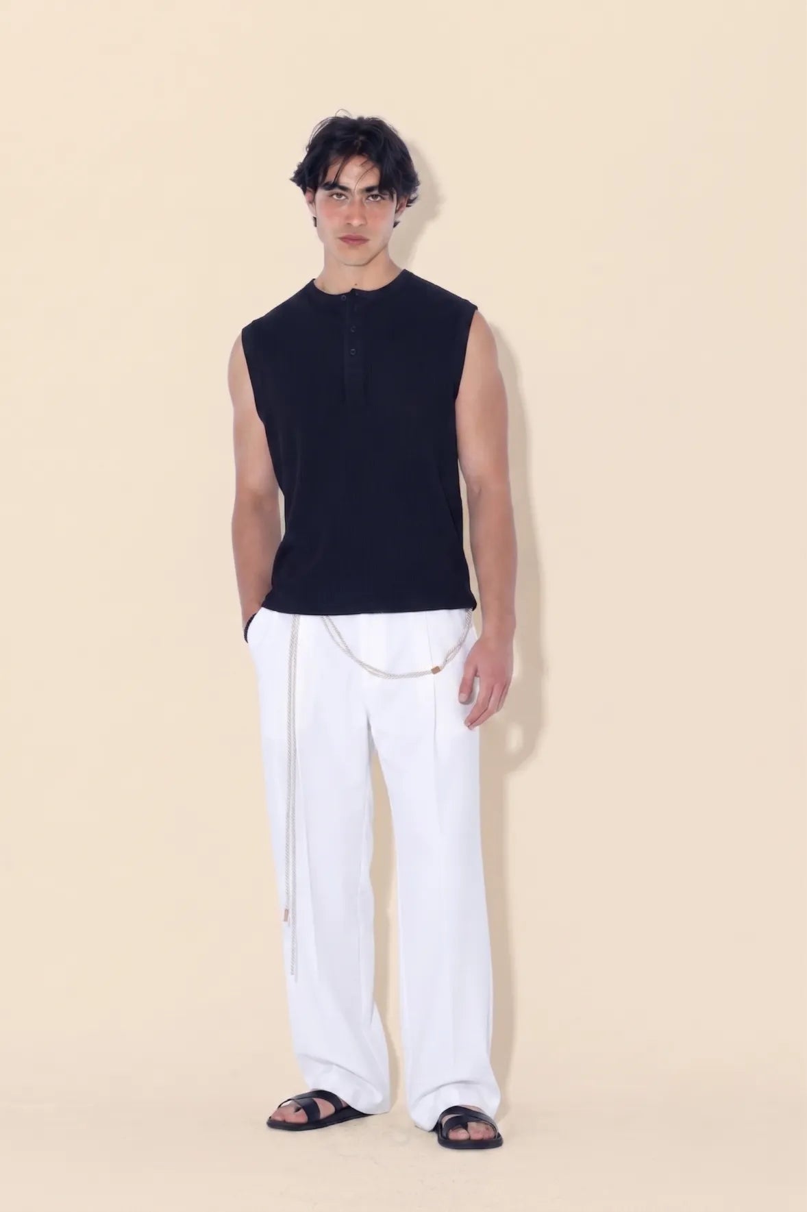 Ribbed Henley Tank Top