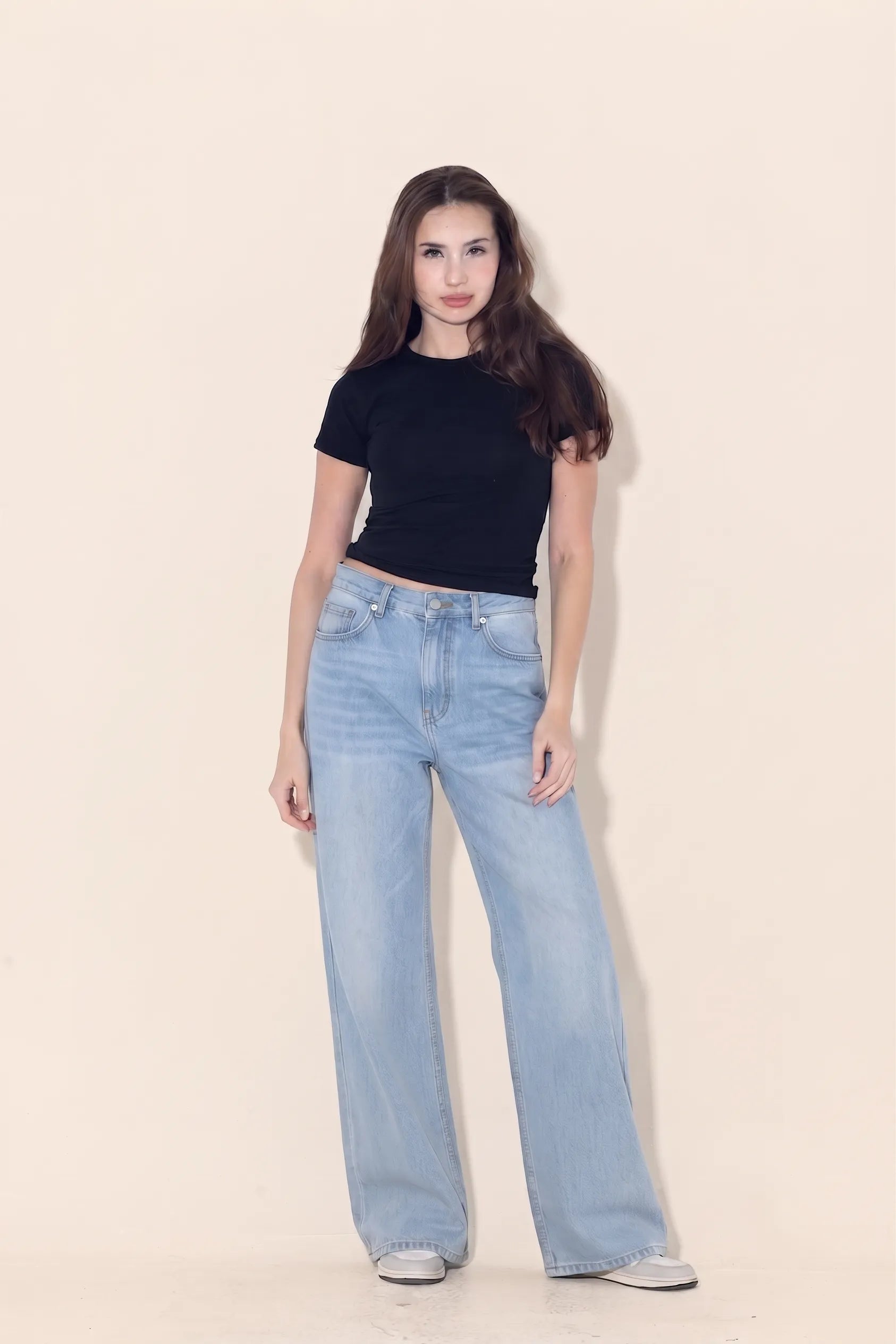 Wide-Leg Denim Jeans