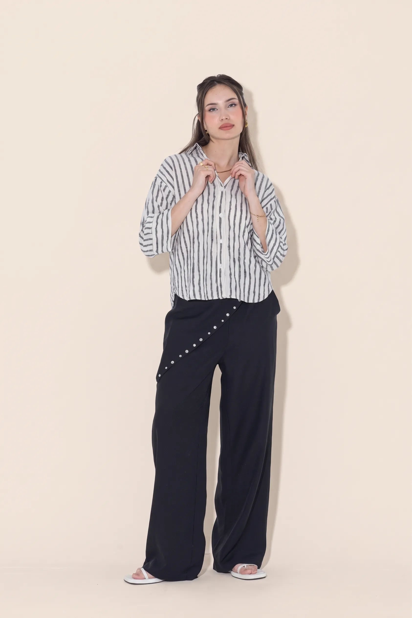 Stripped Linen Kimono Sleeves