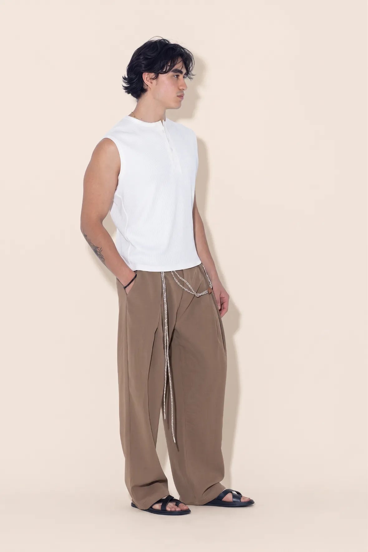 Ribbed Henley Tank Top