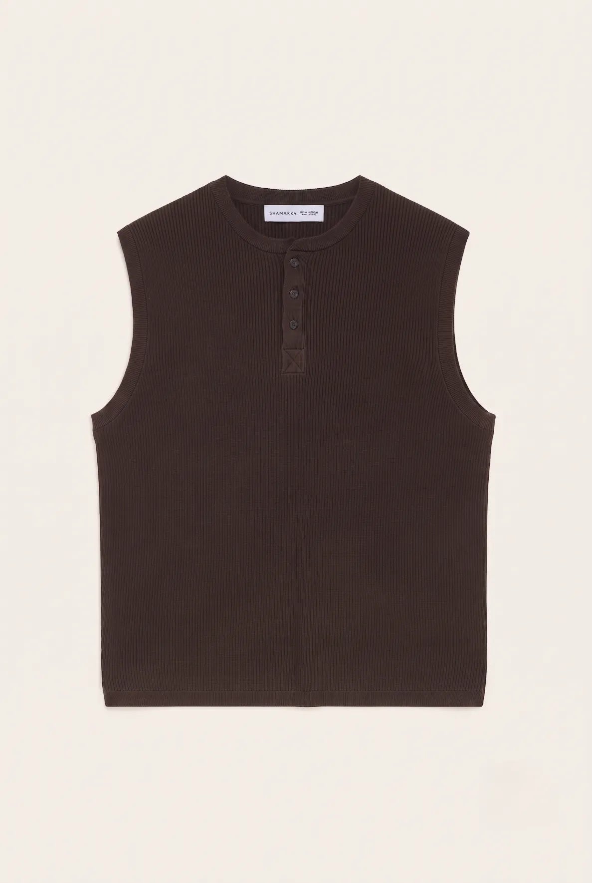 Ribbed Henley Tank Top